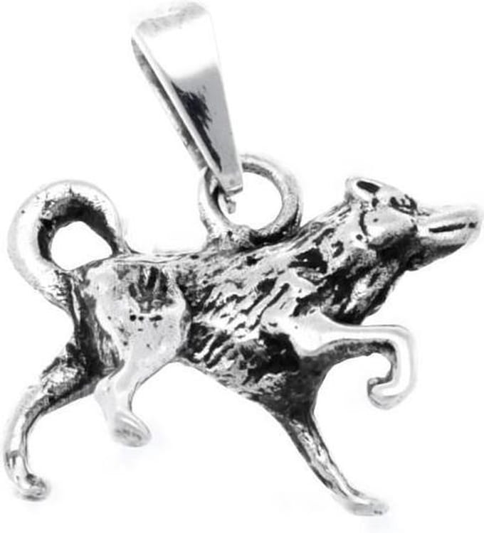 Zilveren Wolf kettinghanger