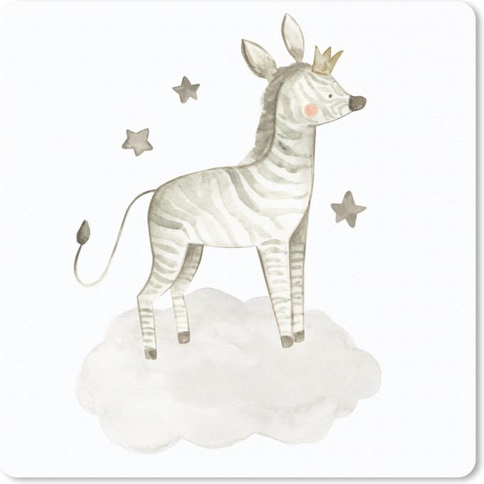 Muismat 20x20 cm - Mousepad Zebra - Kroon - Wolk - Muismatten