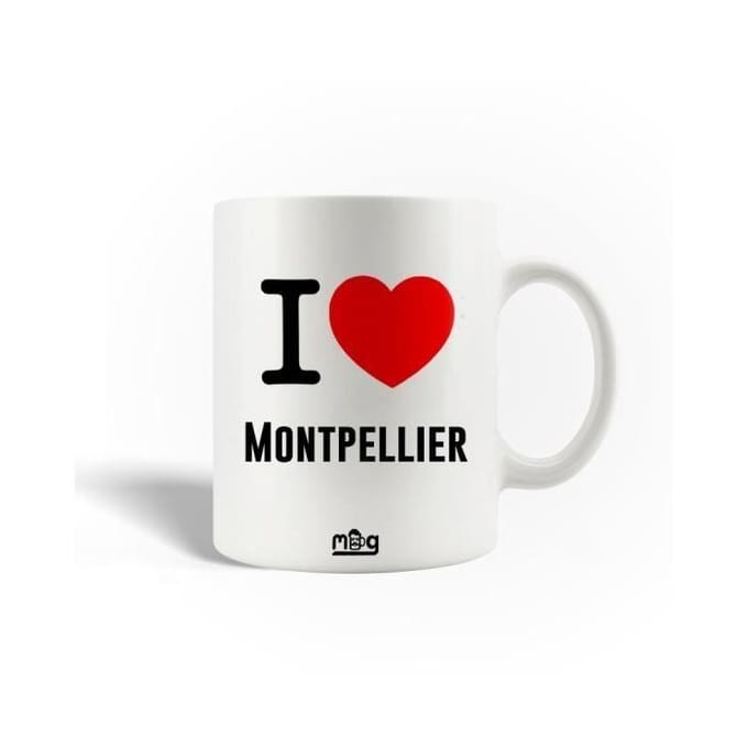 Mug - I Love Montpellier - Céramique - 30cl - Blanc - Compatible lave-vaisselle