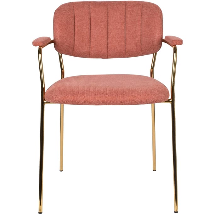 Housecraft Living Jolien Eetkamerstoelen armleuning Goud/Roze - Set van 2