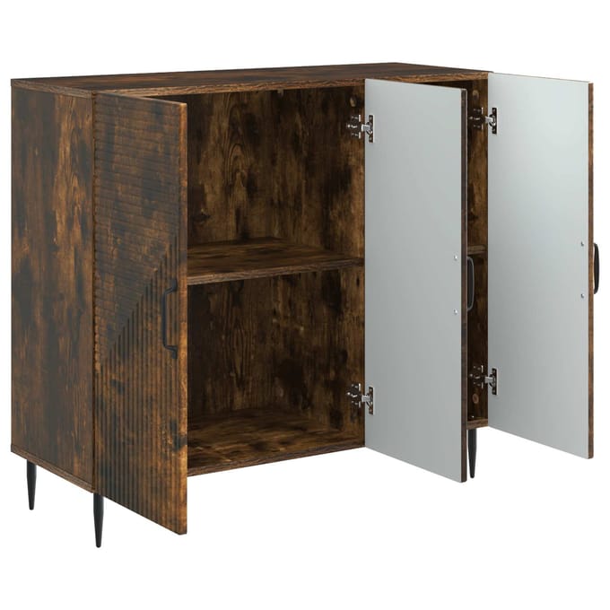 vidaXL - Dressoir - Gerookt - eiken - 89 - x - 34,5 - x - 80 - cm - Bewerkt - hout