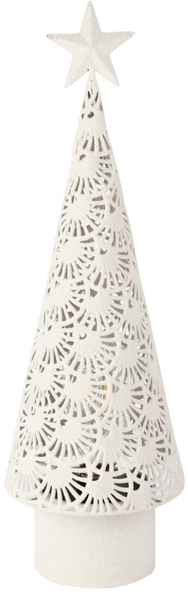 Dekoratief | Deco boompje m/ster, wit, metaal, LED, 15x15x49cm | A255093