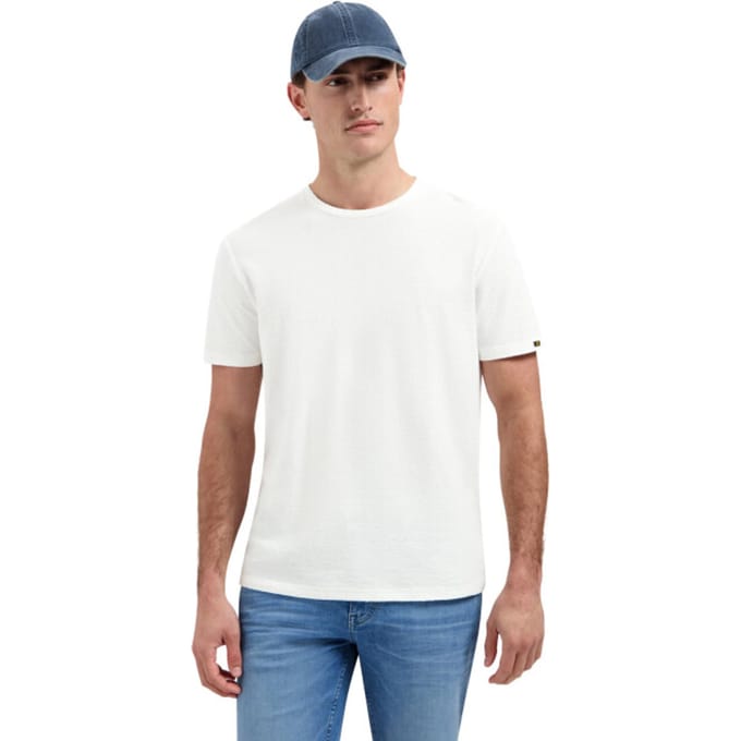 No Excess T-shirt crewneck solid jacquard white