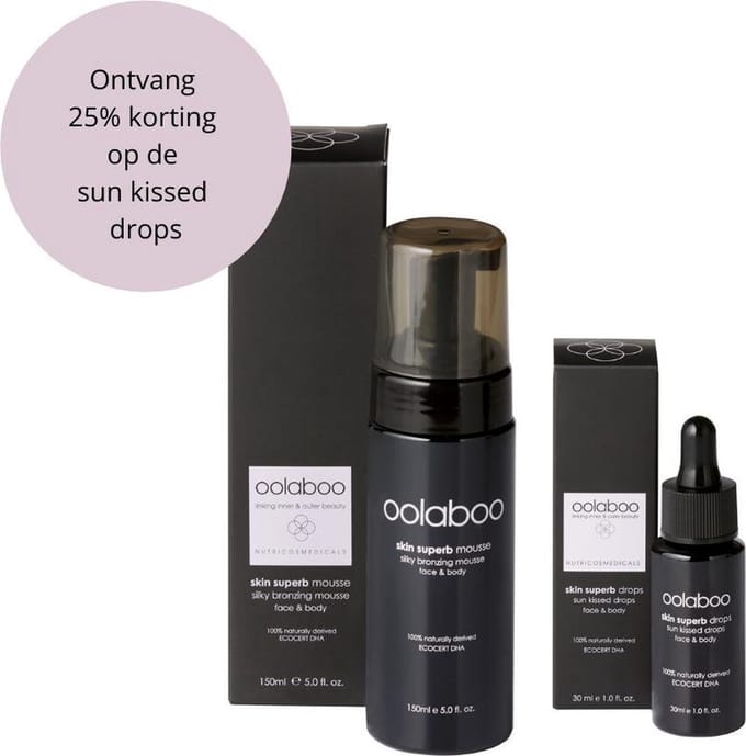 Skin superb bronzing mousse + sun kissed drop ontvang 25% korting op de drops