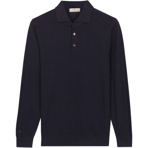 Thomas Maine Trui Solid Color Half Milano Knit Navy / male