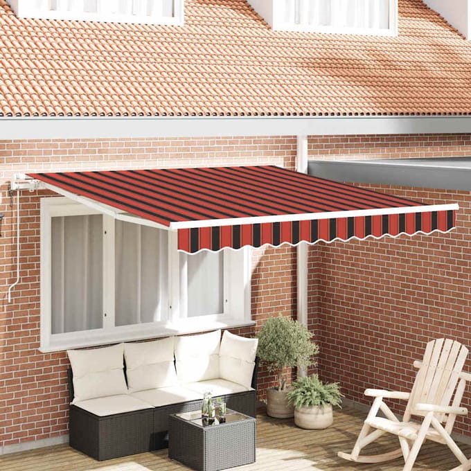 vidaXL - Uitschuifbare - luifel - Oranje - en - bruin - 300 - x - 250 - cm