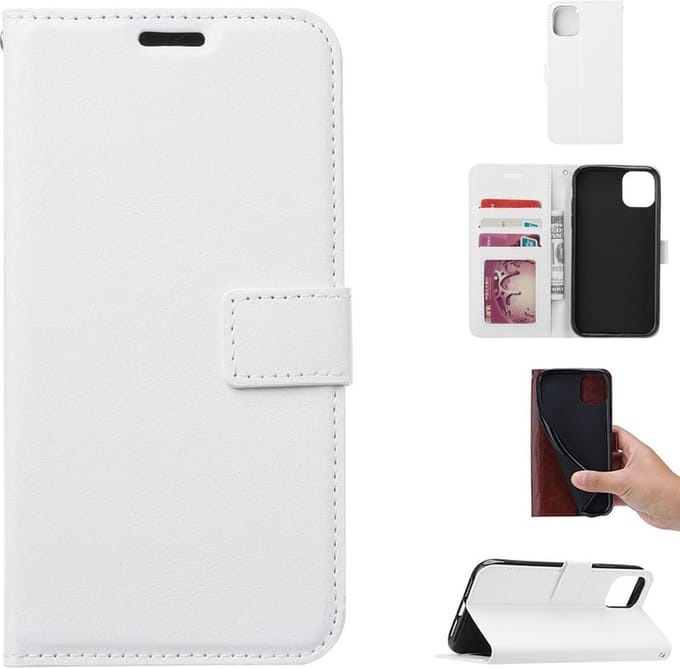 Portemonnee Book Case Hoesje Geschikt voor: iPhone 13 Pro Max -  wit