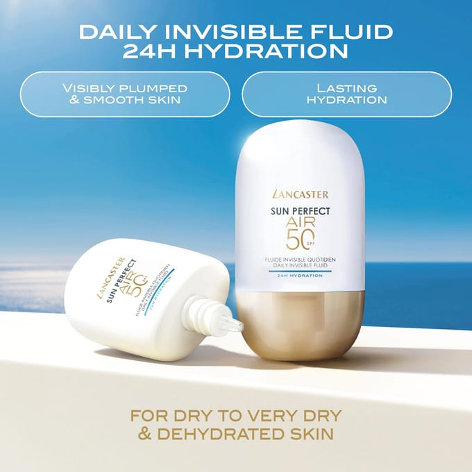Lancaster Sun Perfect AIR Daily Invisible Fluid SPF50 24H Hydration Zonnebrandcrème Dames 40 ml