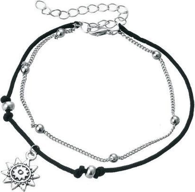 Joboly Boho zon enkelbandje - Dames - Zilverkleurig - 20 cm