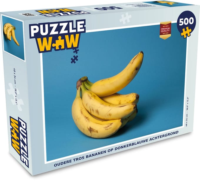 Puzzel Banaan - Fruit - Blauw - Legpuzzel - Puzzel 500 stukjes