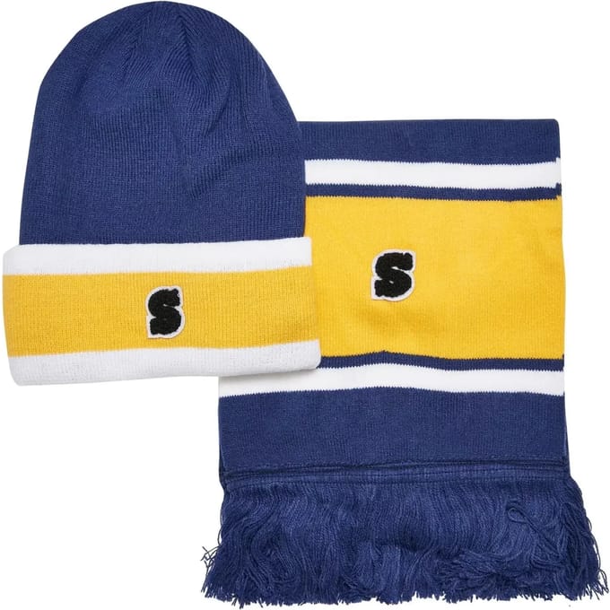 Urban Classics - College Team Package Muts & Sjaal Set - Blauw/Geel