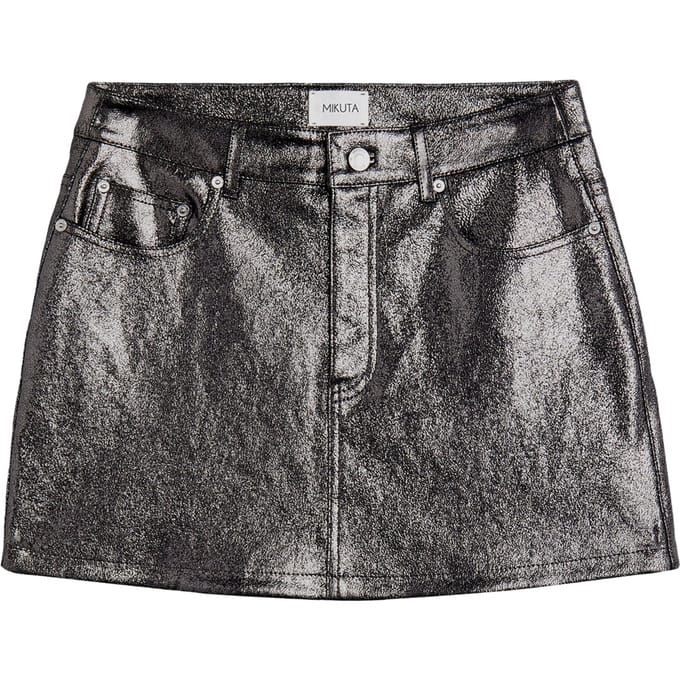 Mikuta The Silver Coated Leather Skirt Größe: S | Miniröcke Outlet | Damen | Grau