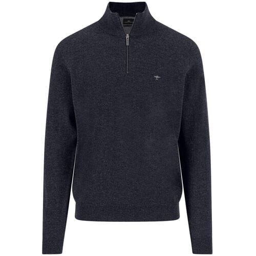 Fynch-Hatton Trui Troyer Zip Lambswool Navy / male