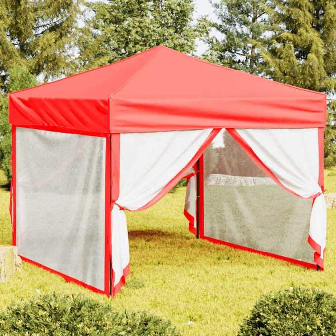 vidaXL - Partytent - inklapbaar - met - zijwanden - 3x3 - m - rood