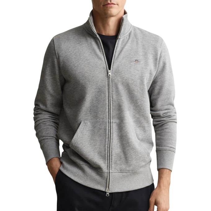Gant Vest Two-Way Front Zip Sweat Cardigan Grijs Melange / male