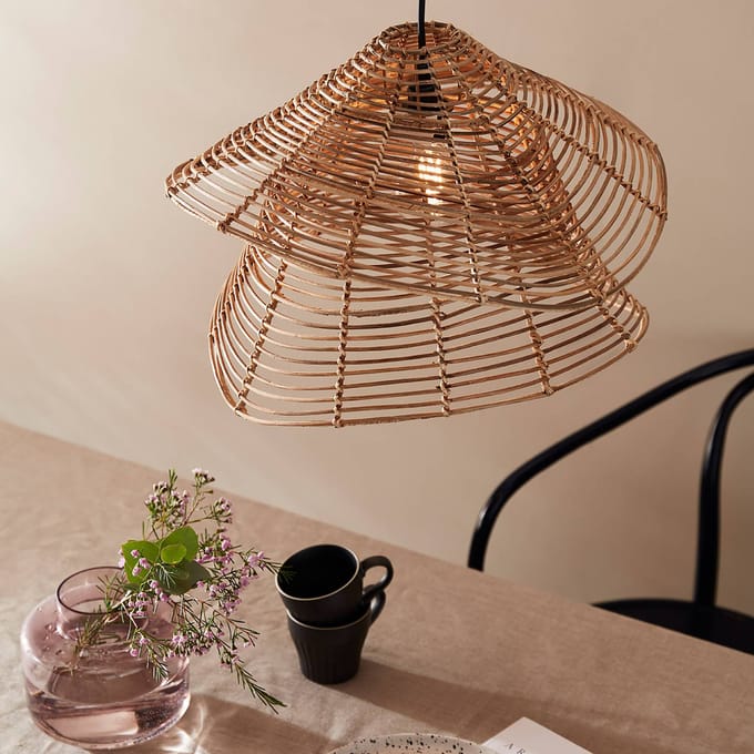 PR Home Olga hanglamp van rotan, Ø 51 cm