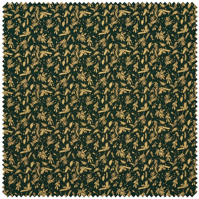 Katoenen popeline stof hot foil "Holly Green"