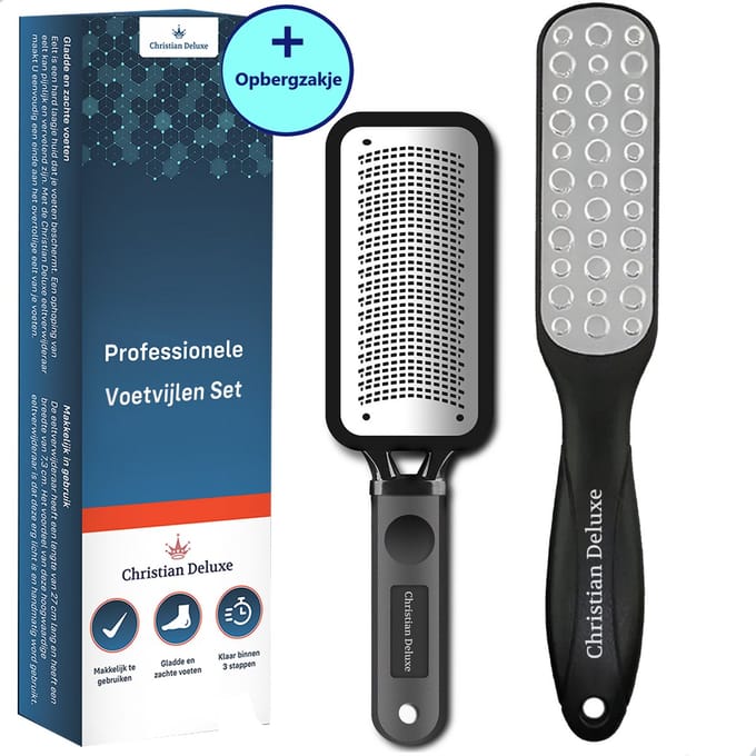 Christian Deluxe® Professionele Voetvijl Set - Eeltvijl - Eeltverwijderaars - Pedicure - Eeltrasp - Professionele Eeltverwijderaar