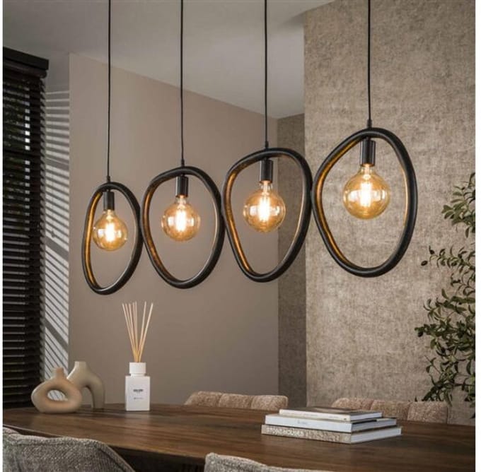 Hanglamp 4L organic steel - Artic zwart