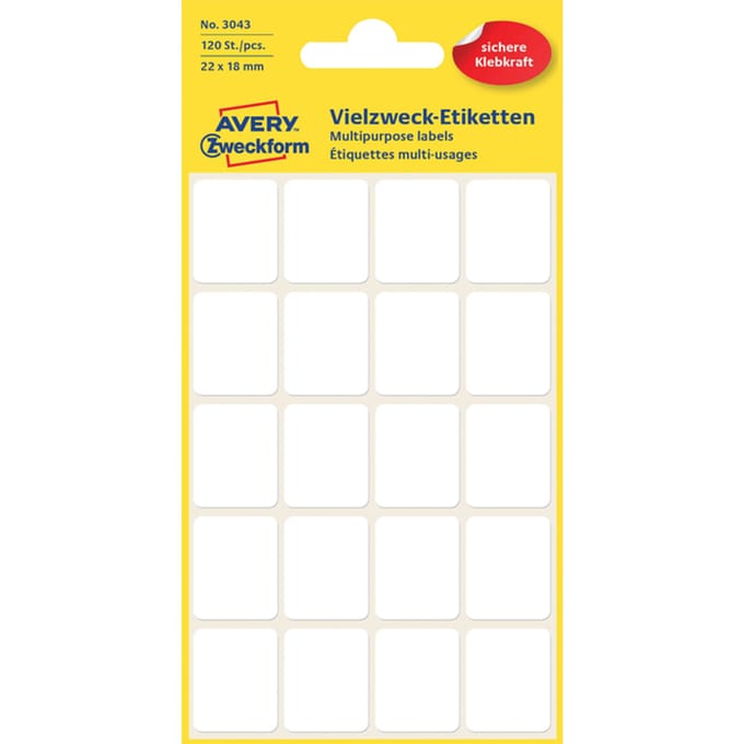 Etiket avery zweckform 3043 22x18mm wit 120 Etiketten