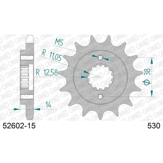 Stalen motortandwiel voor Afam 530 15 dents