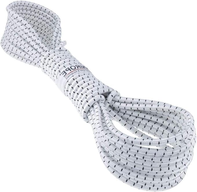 Rubberen touw - Spanband elastisch - Zeil vastzetten - UV-bestendig polyester - 8mm x 20m - Wit