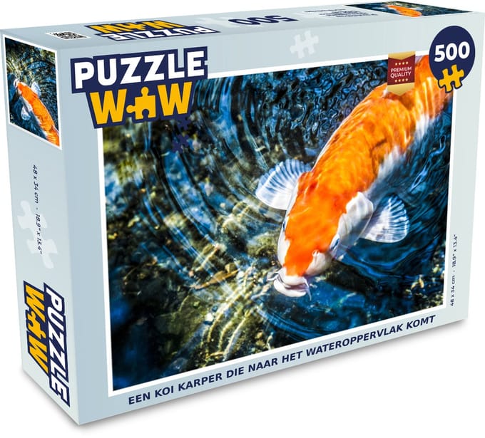Puzzel Een koi karper die naar het wateroppervlak komt - Legpuzzel - Puzzel 500 stukjes