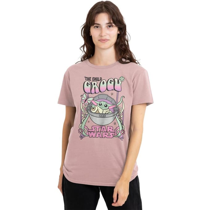 Star Wars Dames/Dames Hippie Grogu T-Shirt (Roze)