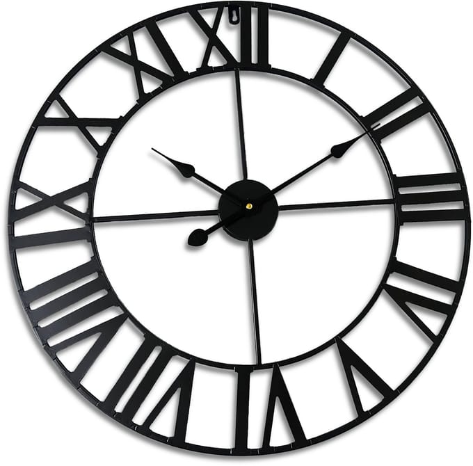 Wandklok - Ø 60 cm - Romeinse cijfers - zwart