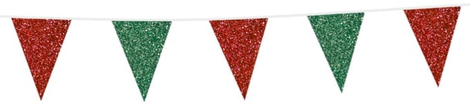 Wefiesta - Vlaggenlijn Glitter Rood/Groen (20 x 30 cm, 6 mtr)