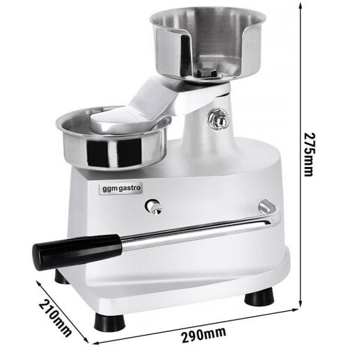 GGM Gastro Manuelle Hamburgermaschine - Ø 100 mm - Silber Zilver