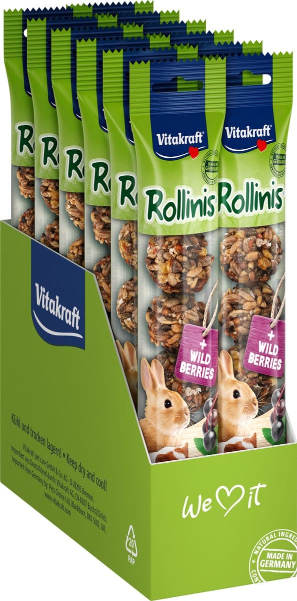 Vitakraft Rollinis met Bosbessen - Knaagdiersnacks - 12x48 gr