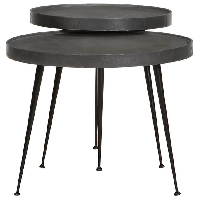 vidaXL - Salontafel - 2 - stuks - Zwart - bewerkt - hout