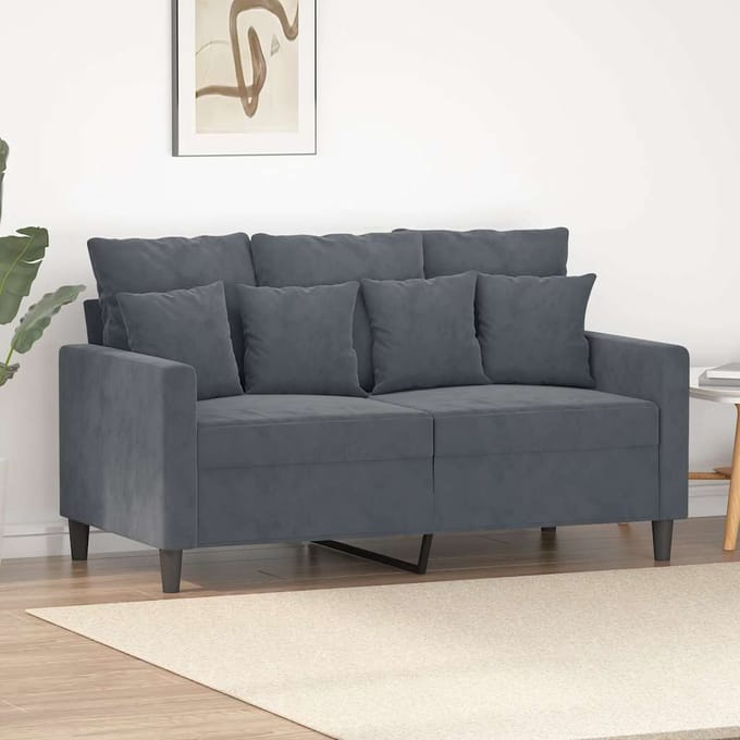 Vidaxl Bank 2-Persoons, Donkergrijs, 120 Cm, Bekleed met Fluweel