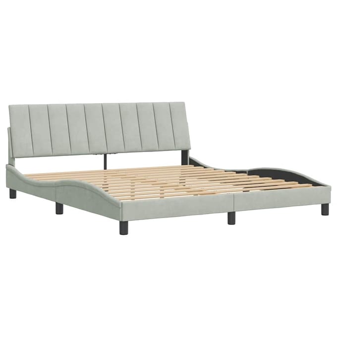vidaXL - Bedframe - zonder - matras - "Hanko" - 180x200 - cm - fluweel - lichtgrijs