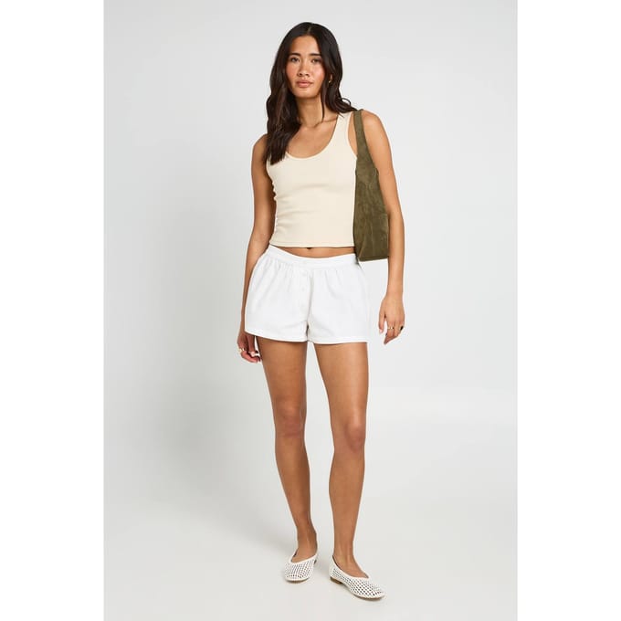 boohoo Dames Poplin Henley Short | Wit | Maat: 42