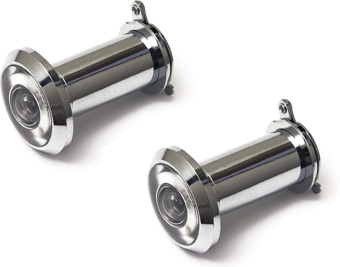 Deurspion kijkgat in deur - 2x - zilverkleurig verchroomd messing - D1,2 cm
