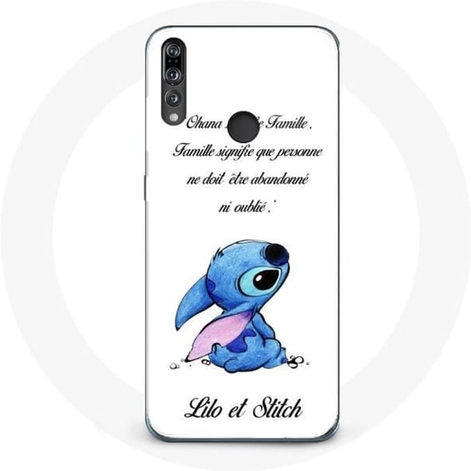 Coque pour Huawei p30 lite Lilo et Stitch Ohana Citation Blanc