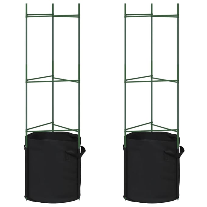 vidaXL - Tomatenkooi - met - plantenzak - 2 - st - 116 - cm - staal - en - polypropeen