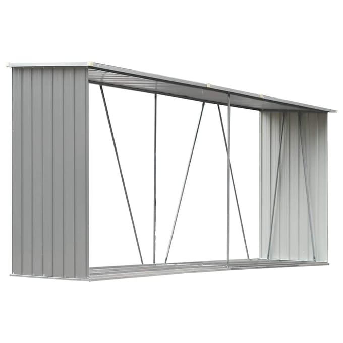 vidaXL - Haardhoutschuur - 330x84x152 - cm - gegalvaniseerd - staal - grijs