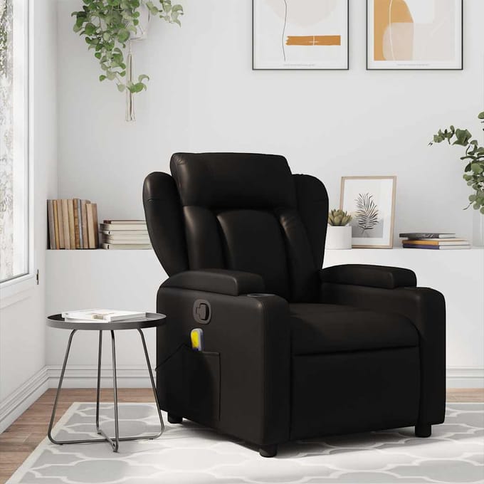 vidaXL - Massagestoel - van - zwart - kunstleer