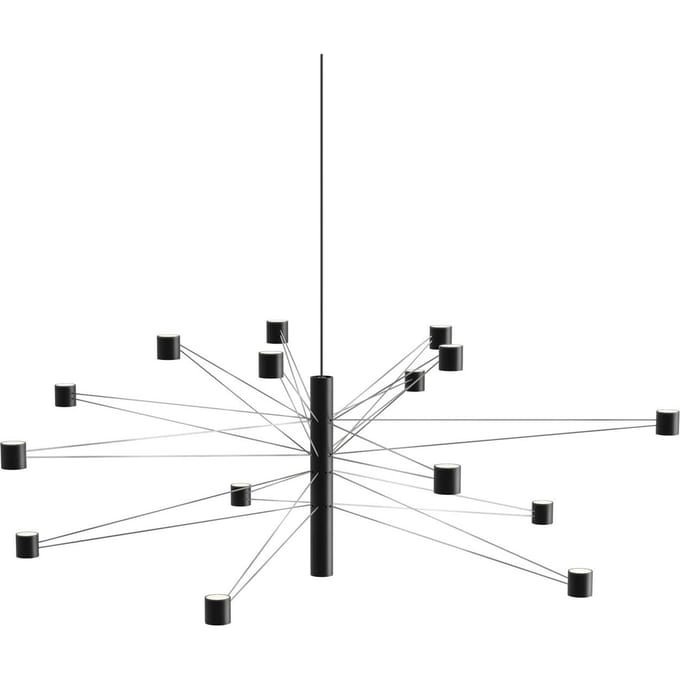 kdln LED hanglamp POLAR 15.3, Ø 124 cm, zwart, 15-lichts, dimbaar