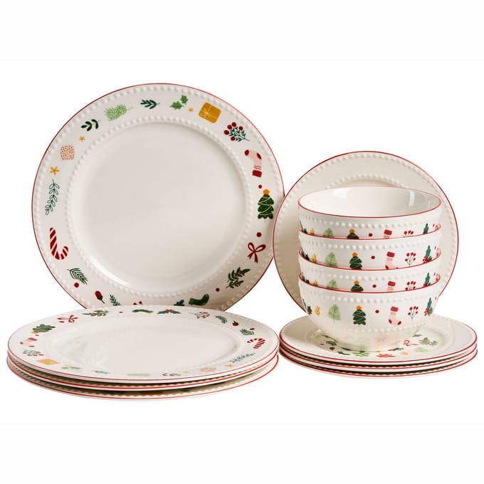 SAFFRON - 12-delige serviesset - Wit - Porselein
