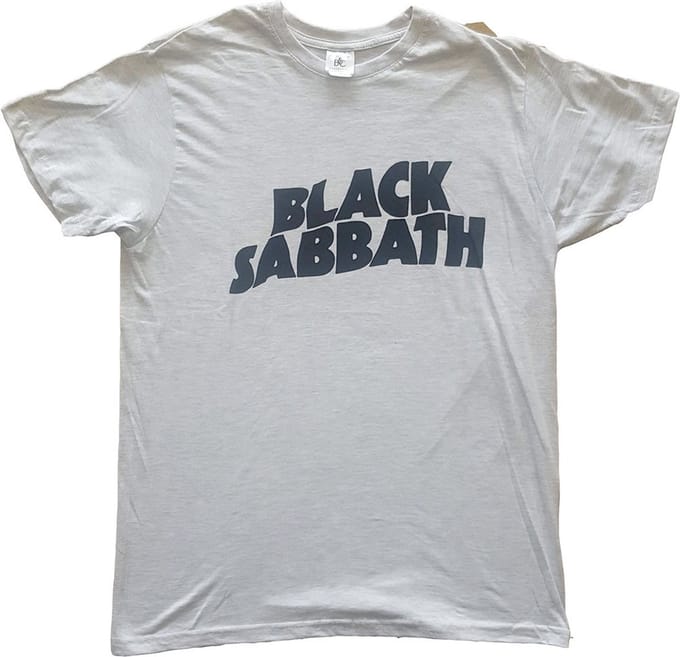 Black Sabbath - Black Wavy Logo Heren T-shirt - M - Grijs