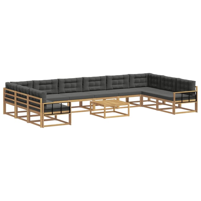 vidaXL - Buiten - bank - set - 11 - st - Wit - en - antracietkleurig