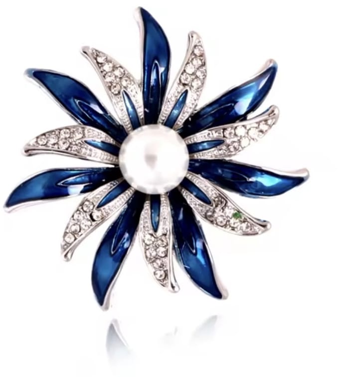 Broche blauwe bloem - Charme Bijoux