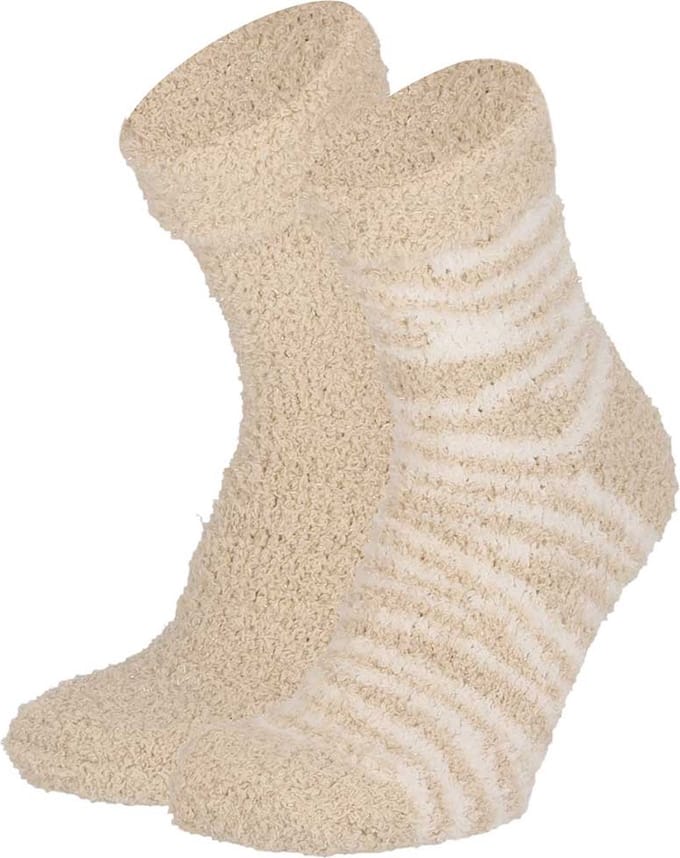 Apollo Dames Bedsokken Zebra Pastelbeige One size 2 paar