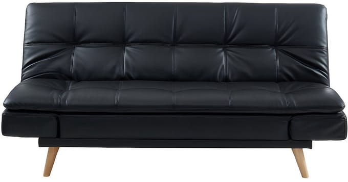 Vente-unique Driezits-bedbank ZARINA van kunstleer - Zwart