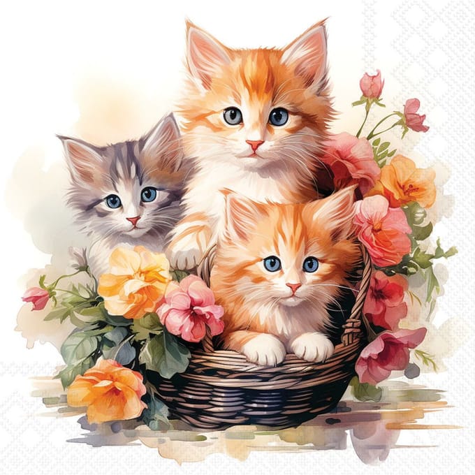 Servet "Kittens in Basket"