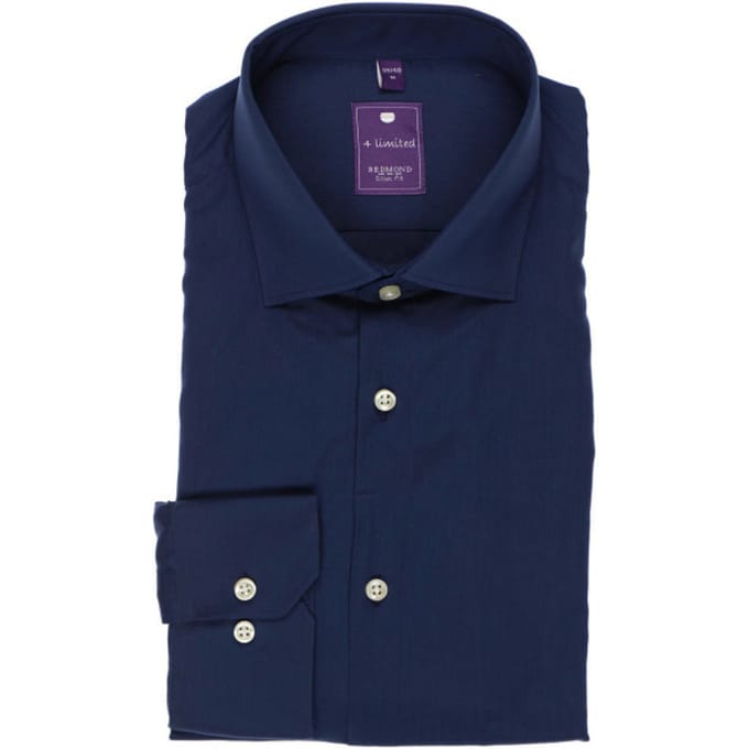 Redmond - Lange mouw overhemd - Mannen - S - Blauw - Katoen - 400130